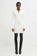 Sukienki - adidas Originals sukienka Ls Dress kolor beżowy midi dopasowana JW7322 - miniaturka - grafika 1