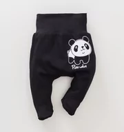 Pajacyki dla niemowląt - Czarne półśpiochy niemowlęce PANDA z bawełny organicznej dla chłopca-62 - miniaturka - grafika 1