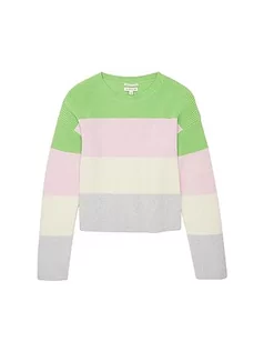 Paski - TOM TAILOR Dziewczęcy sweter w paski, 32555-green pink wielokolorowy pasek, 176 cm - grafika 1