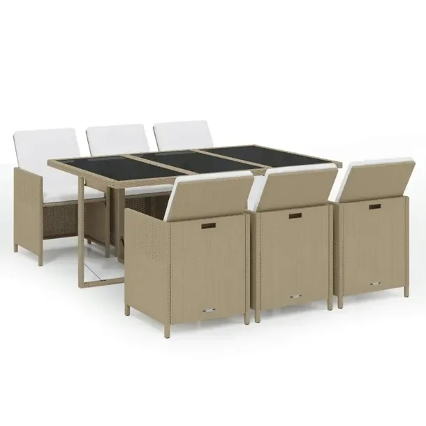 Zestaw Mebli Ogrodowych Rattan PE Beżowy 163x107x74 cm, Krzesła 52x56x85