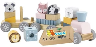 Drewniana Kolejka Sorter Viga POCIĄG zabawka edukacyjna dla niemowląt 18m+ montessori - Zabawki sensoryczne - miniaturka - grafika 1