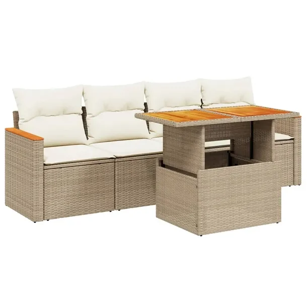 Zestaw mebli ogrodowych modułowych beżowy rattan PE, 62 x 62 x 69 cm