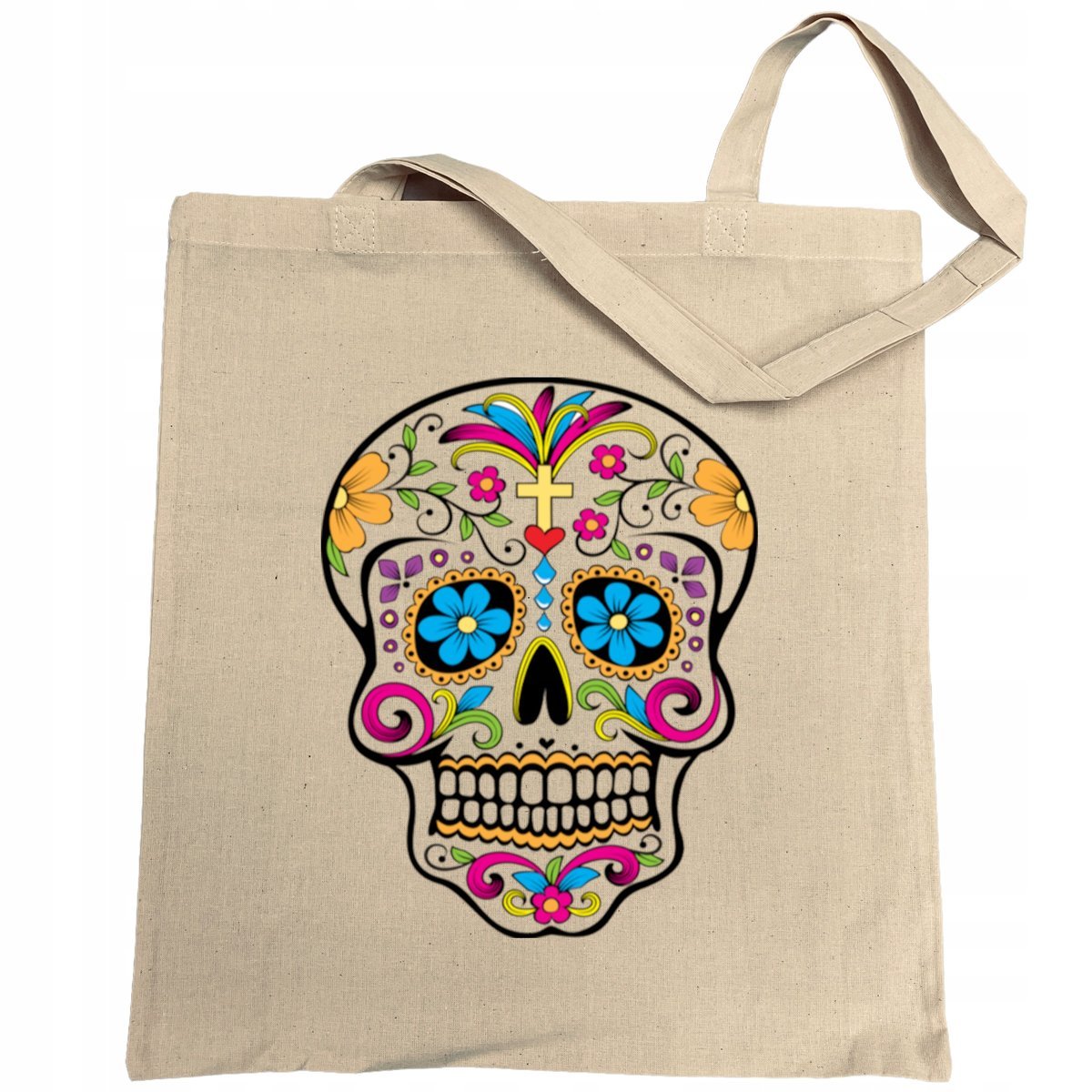 Torba na zakupy fajny nadruk kolorowa CZASZKA