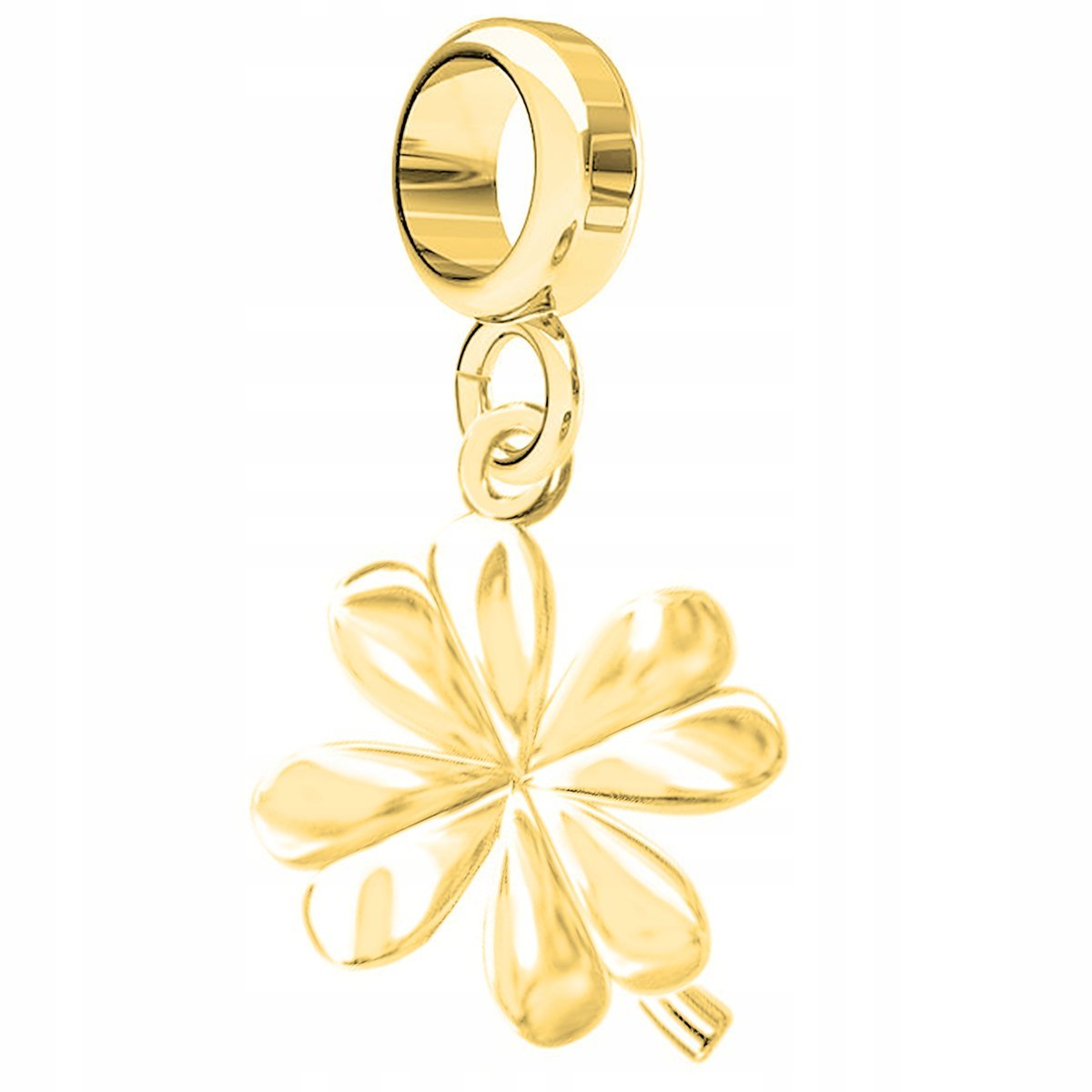 Charms Złoty z Kwiatkiem Koniczyny Kwiat Koniczynka Koniczyna SREBRO 925