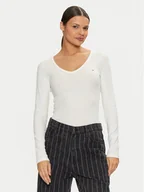 Bluzki damskie - Tommy Jeans Bluzka Essential DW0DW17990 Écru Slim Fit - miniaturka - grafika 1