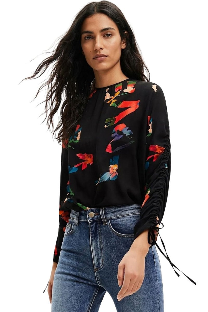 Bluzka damska Desigual Graphic czarna we wzory -XS