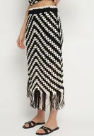 Spódnice - Czarna Ołówkowa Spódnica z Bawełną z Frędzlami Zimarelle - miniaturka - grafika 1