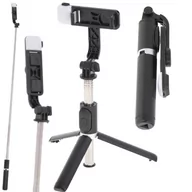 Selfie stick - Kijek uchwyt do selfie ze statywem tripod czarny - miniaturka - grafika 1