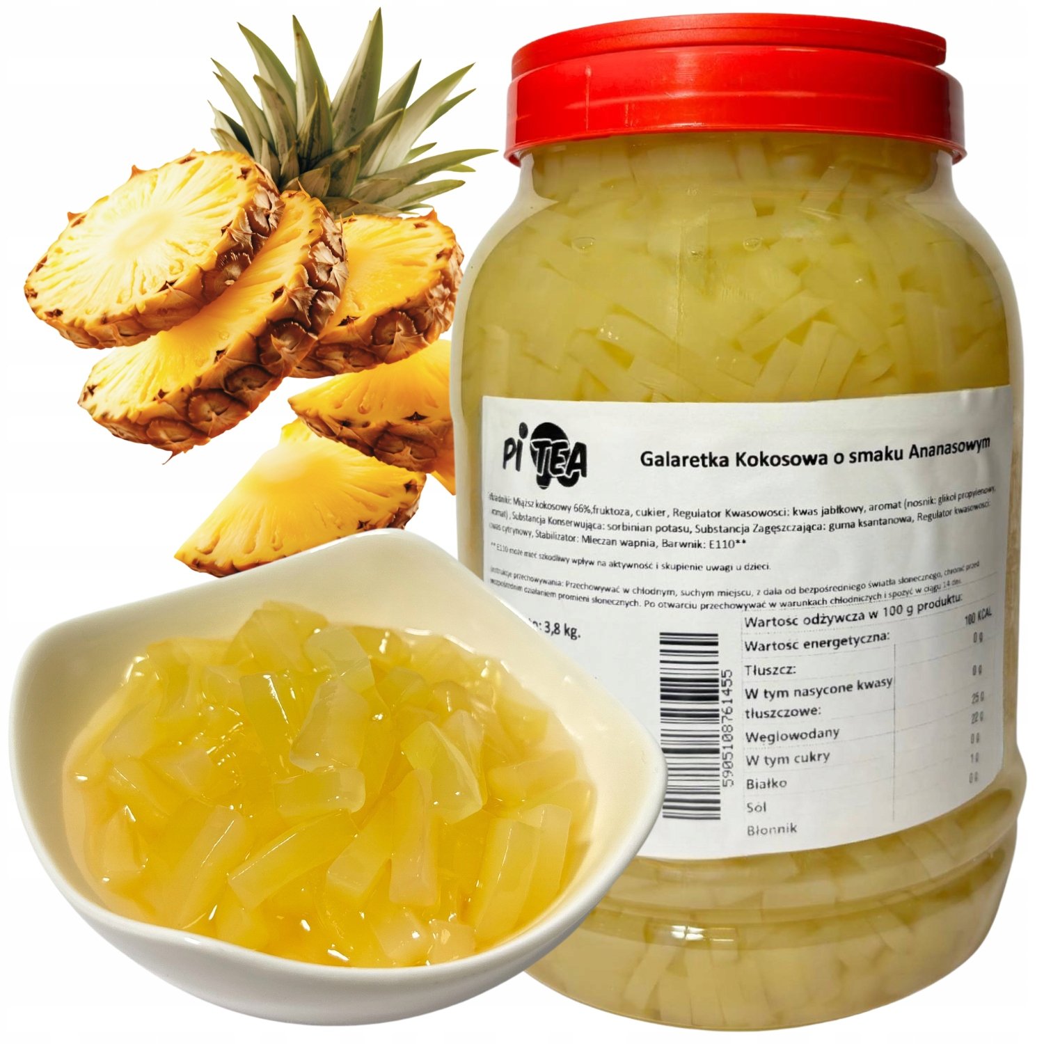 Żelki do Bubble Tea 3,8 kg Ananas Nata de Coco Jelly