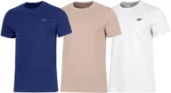 Koszulki męskie - 4F ZESTAW 3szt. 3-PAK MÄSKA KOSZULKA T-SHIRT 100% BAWEĹNA / rozm M - miniaturka - grafika 1