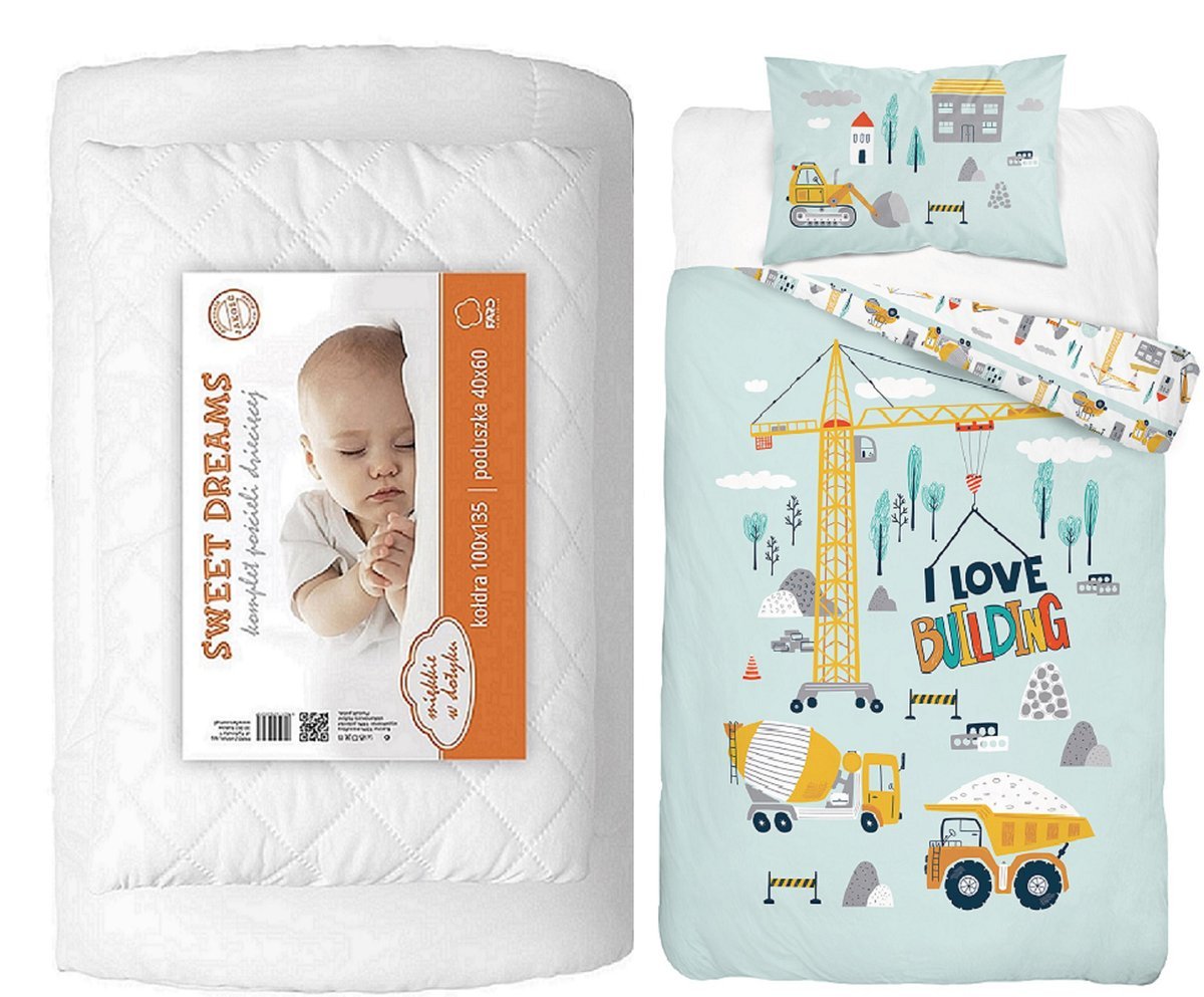 Komplet pościeli 100x135 do łóżeczka 4el z kołdrą i poduszką wyprawka