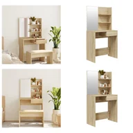 Toaletki - vidaXL Toaletka z lustrem dąb sonoma 74,5x40x141 cm - Toaletka - Stolik do makijażu - Stolik kosmetyczny - Toaletka - miniaturka - grafika 1