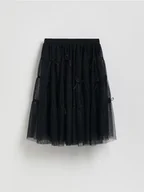 Spodnie i spodenki dla dziewczynek - Reserved - Tiulowa spódnica z kokardkami - czarny - miniaturka - grafika 1