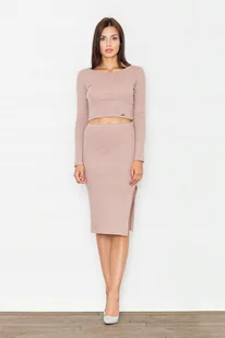 Bawełniany KOMPLET Wygodna spódnica ołówkowa BLUZKA TOP różowy L/XL - Komplety bielizny - miniaturka - grafika 1