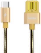 Kable USB - Remax Silver Serpent RC-080a kabel w metalowym oplocie przewód USB / USB Type C 2.1A 1M złoty 6954851276159 - miniaturka - grafika 1