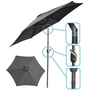 SASKA GARDEN Parasol ogrodowy 250cm składany szary antracyt 27362-0 - Parasole ogrodowe - miniaturka - grafika 1