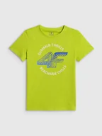 Koszulki dla chłopców - 4F T-shirt loose z nadrukiem chłopięcy - zielony 164 (13-14 lat) - miniaturka - grafika 1