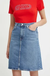 Tommy Hilfiger spódnica jeansowa kolor niebieski mini rozkloszowana WW0WW42881 - Spódnice - miniaturka - grafika 1