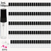 Pozostałe akcesoria kosmetyczne - TEMU 100 szt. Przezroczyste butelki do rozpylania z czarnymi pokrywkami - Pojemniki do wypełniania szkłem do perfum, olejków eterycznych i rzemiosła - miniaturka - grafika 1