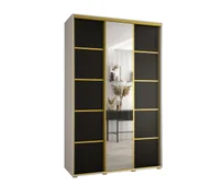 Szafy - Szafa przesuwna wysoka Davos 5 150 gł. 60 biały + czarny + złoty / Abiks Meble - miniaturka - grafika 1