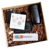 Zestawy upominkowe - Świąteczny zestaw prezentowy – Piersiówka, Kubek termiczny, Kabel kostka, Głośnik, Narzędzie wielofunkcyjne, Brelok - miniaturka - grafika 1