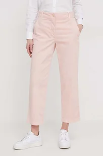 Tommy Hilfiger spodnie damskie kolor różowy proste high waist - Spodnie damskie - miniaturka - grafika 1