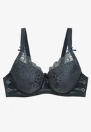 Biustonosze - Ciemnozielony Biustonosz z Usztywnionymi Miseczkami i Koronką Tinarria - miniaturka - grafika 1