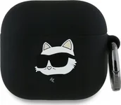 Akcesoria do słuchawek - Karl Lagerfeld KLA4RUNCHK AirPods 4 cover czarny/black Silicone Choupette Head 3D - miniaturka - grafika 1