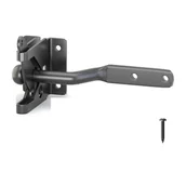 Zawiasy, okucia i inne akcesoria - Automatyczny zamek drzwiowy ze stali nierdzewnej z dźwignią grawitacyjną, kolor czarny, ze śrubami do drzwi i ogrodzeń drewnianych. - miniaturka - grafika 1