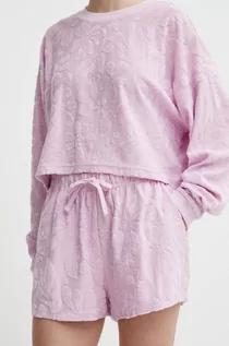 Spodenki damskie - Billabong szorty damskie kolor różowy gładkie high waist - grafika 1