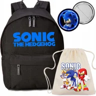 Torebki damskie - Zestaw Do Szkoły Czarny Plecak+Worek+Przypinka SONIC Szkolna Wyprawka - miniaturka - grafika 1