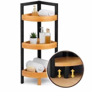 Regał Narożny Bambusowy Łazienkowy 3 Poziomy 77x23cm Półka Nowoczesna Loft