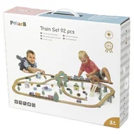 Pociągi dla dzieci - Viga Toys VIGA PolarB Drewniana kolejka dla dzieci Pociąg Tor 90 elementów - miniaturka - grafika 1