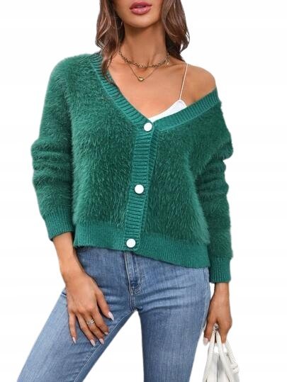 SHEIN SWETER ZIELONY Z DŁUGIM RĘKAWEM 40/42 ŁWL