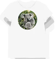 Koszulki i topy damskie - Koszulka damska biała z nadrukiem szarego koali w zieleni XL - miniaturka - grafika 1