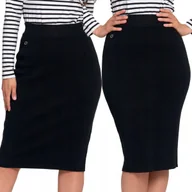 Spódnice - SPÓDNICA DAMSKA MIDI W PRĄŻEK OŁÓWKOWA ELEGANCKA WYGODNA MIĘKKA MORAJ L/XL BLACK - miniaturka - grafika 1
