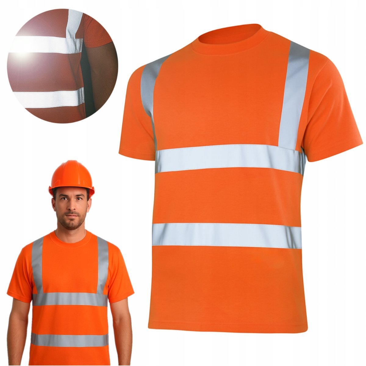 T-SHIRT ROBOCZY ODBLASKOWY OSTRZEGAWCZY koszulka robocza ostrzegawcza 3XL