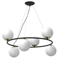 Lampy sufitowe - Czarna obręcz z białymi kloszami, złote dodatki LX 5678 z serii BOLTI - miniaturka - grafika 1