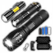 Latarki - Zestaw 3 Mocnych Latarek Wojskowych Taktyczna 1800lm LED ZOOM Akumulator - miniaturka - grafika 1