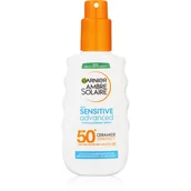 Balsamy i kremy do opalania - Garnier Ambre Solaire Sensitive Advanced Hypoallergenic Spray SPF50+ preparat do opalania ciała 150 ml unisex - miniaturka - grafika 1