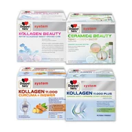 Suplementy diety - Doppelherz® system CERAMIDE BEAUTY + KOLLAGEN BEAUTY + KOLLAGEN 11.000 PLUS + KOLLAGEN 11.000 KURKUMA + IMBIR, 4x30 ampułek ZESTAW - miniaturka - grafika 1