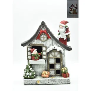 Figurka LED domek z świętym mikołajem 38,5 x 33 cm - Ozdoby bożonarodzeniowe - miniaturka - grafika 1