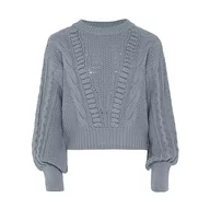 Swetry damskie - Blonda Damski sweter Vintage Twist Shag sweter niebieski szary rozmiar M/L, niebieski zielony, M - miniaturka - grafika 1