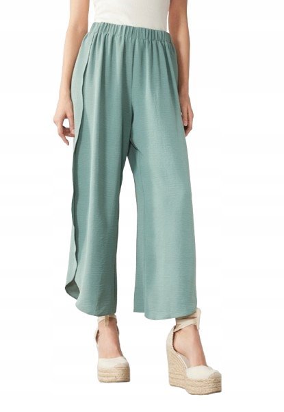 ANNA FIELD MIĘTOWE SPODNIE PALAZZO Z ELASTYCZNYM PASEM S KWA