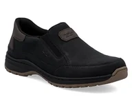 Półbuty męskie - Półbuty męskie czarne Rieker 03365-00 wsuwane szerokie tęgość H-42 - miniaturka - grafika 1