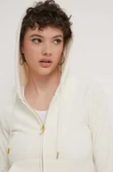 Bluzy damskie - Juicy Couture bluza welurowa kolor beżowy z kapturem z aplikacją - miniaturka - grafika 1