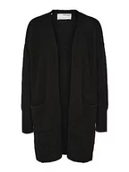 Swetry damskie - SELECTED FEMME Damski kardigan z dzianiny alpaka mieszanka wełny, czarny, XS - miniaturka - grafika 1