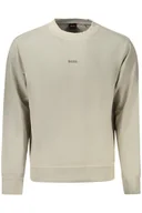 Bluzy męskie - BLUZA HUGO BOSS BEZ ZAMKA MĘSKA BEŻOWA - miniaturka - grafika 1