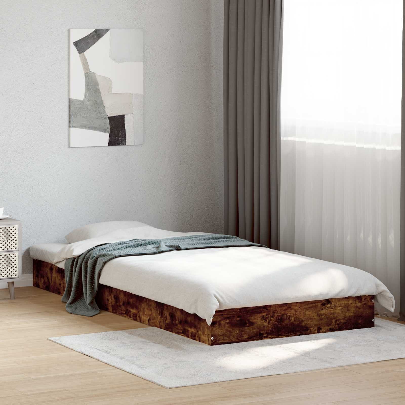 vidaXL vidaXL Rama łóżka podłogowego Dąb wędzony 80 x 200 cm