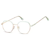 Okulary korekcyjne, oprawki, szkła - Damskie Oprawki korekcyjne sześciokątne okulary zerówki 905 złoty/zielony - miniaturka - grafika 1